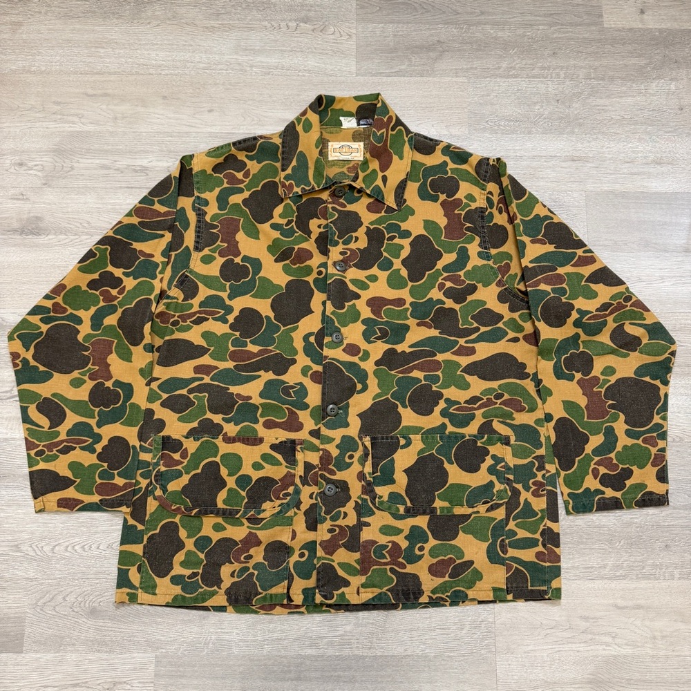 Vintage SAFTBAK USA Duck Camo Hunting Jacket Rare Mens Size XL Faded Distressed